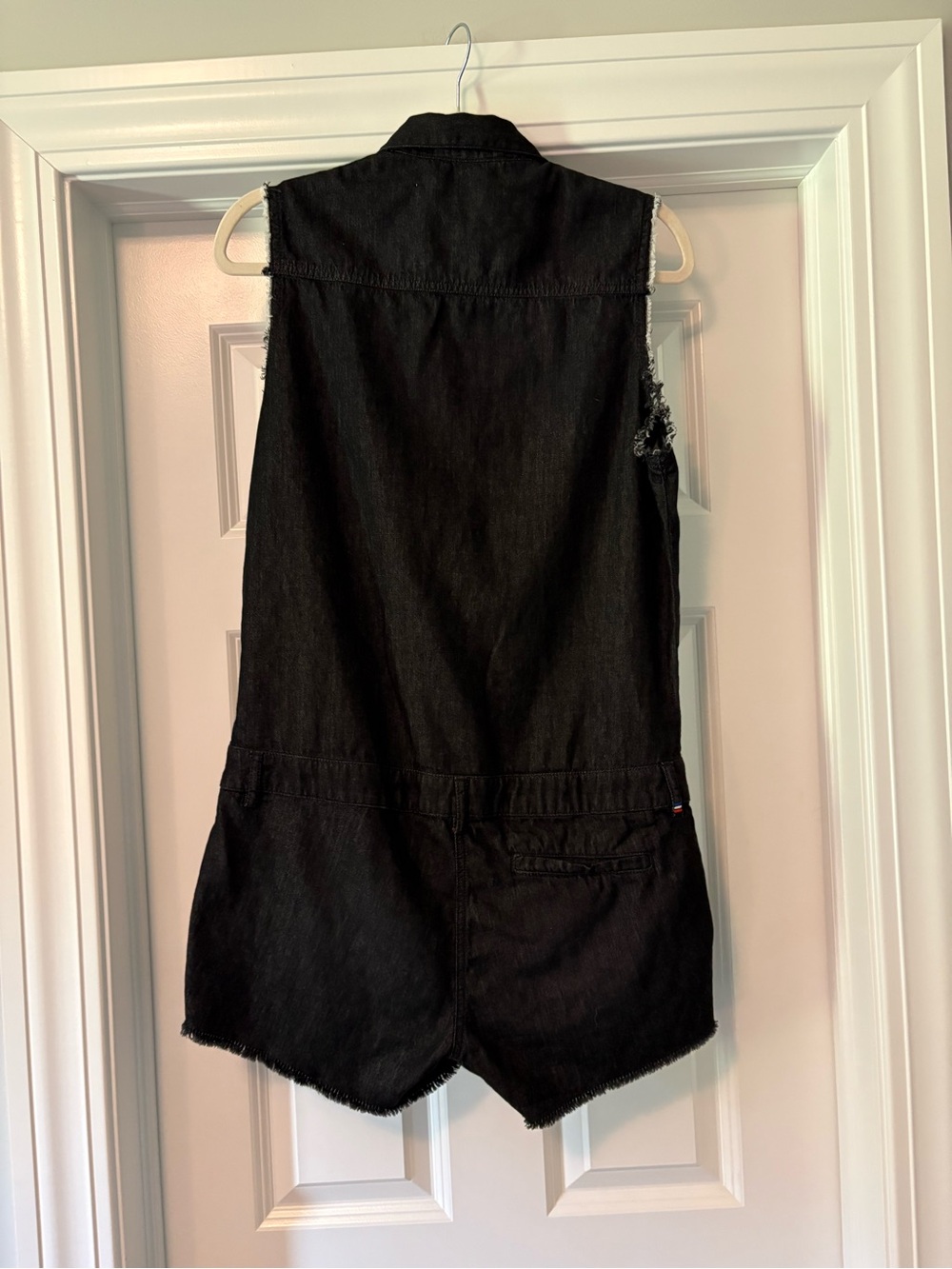 Etienne Marcel Black Denim Romper Shorts - Sleeveless